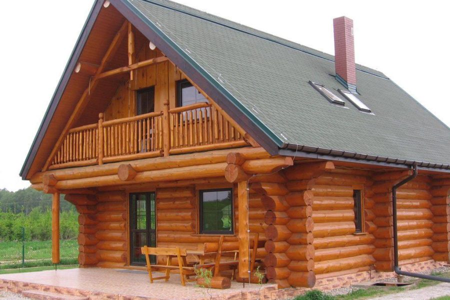 Projekt domu z okrągłych bali drewnianych